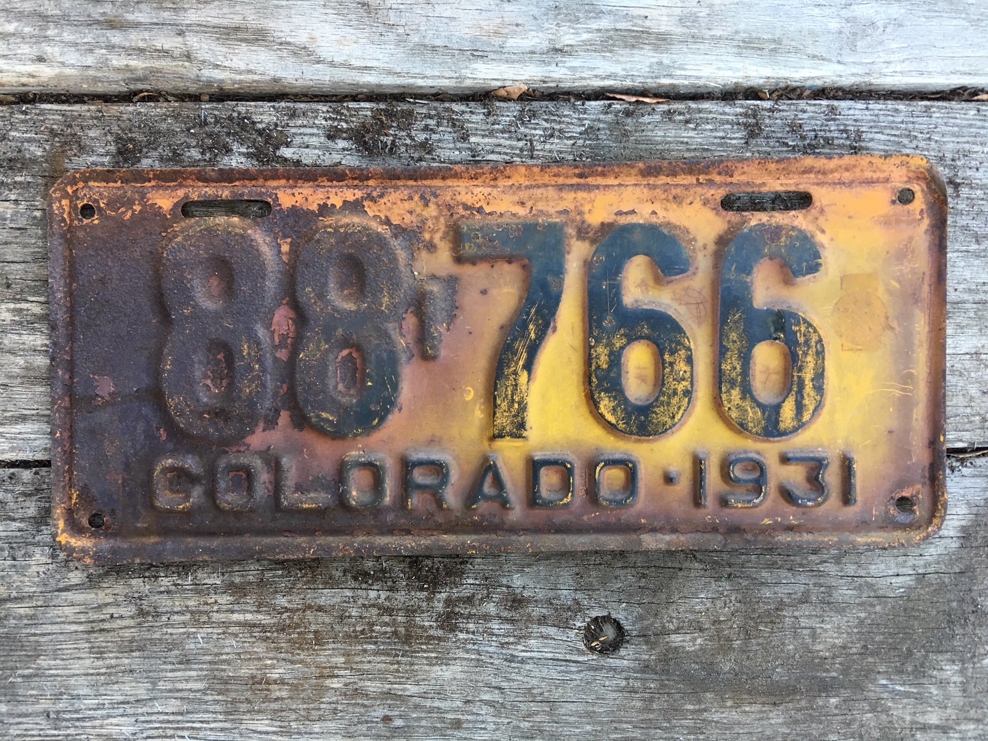 Vintage colorado license plates